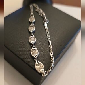 Elegant Sterling Silver Heart Bracelet